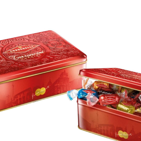 Confezione Idea Regalo in Latta Condorelli Torroncini Morbidi Ricoperti 800g
