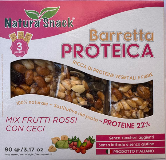 BARRETTE PROTEICHE MIX FRUTTI ROSSI CON CECI-DOLCIDEA
