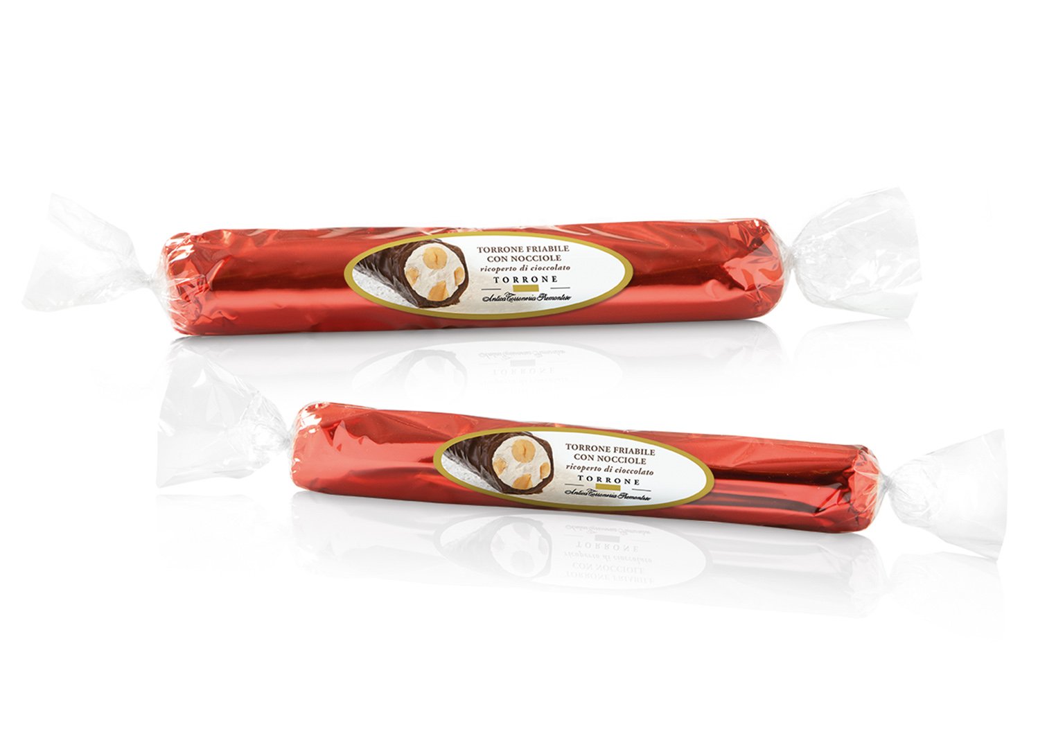 TORRONE FRIABILE CON NOCCIOLE RICOPERTO DI CIOCCOLATO 150 GR-ANTICA TORRONERIA PIEMONTESE